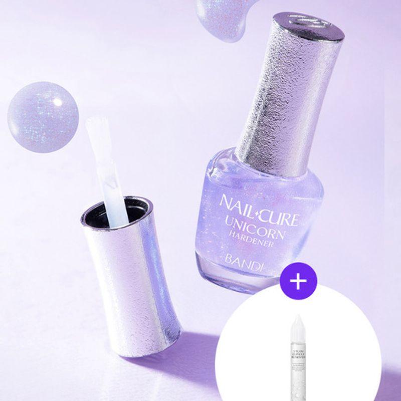 Bandi Nail Cure Unicorn Hardener 7ml + Nail Spa Steam Cuticle Remover 15ml