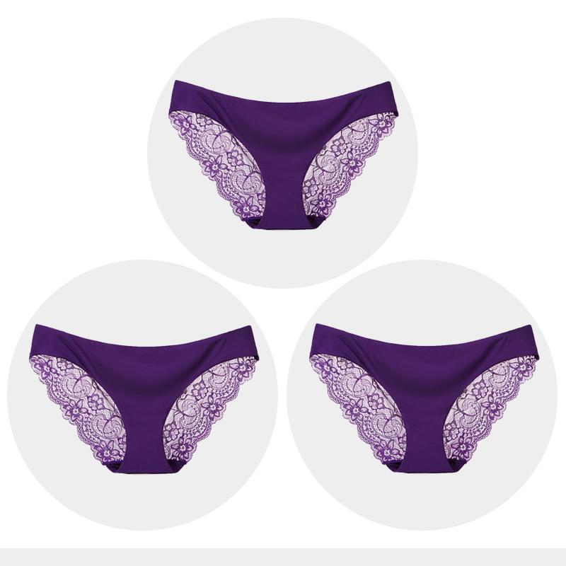 Women's Seamless Underwear Leopard Intimate Women Sexy Lace Black Floral Panties Seamless Panty 3 Pcs/set