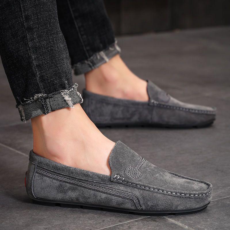 Man Casual Shoe Loafers Flat Suede Round Toe Leather Shoes for Men Adults Summer Sale Designer Comfortable Cowhide Slip-on Pu