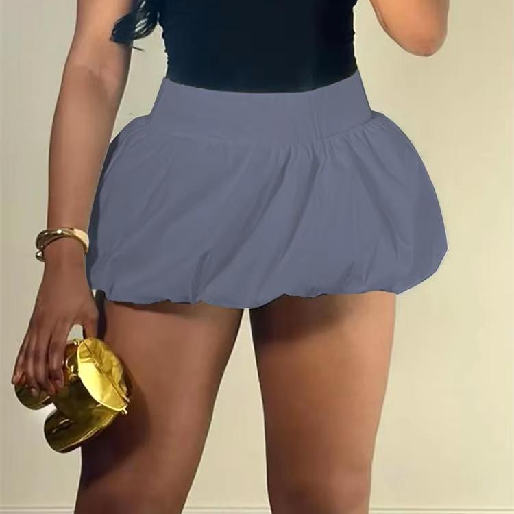 Qooth Hot Women's Mini Short Solid Color Puffy Bubble Skirt Plus Size Fashion Pleated Mini Skirt For Girls Skirts Sexy Clothes Women QT2422