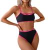 Vintage-Badeanzug für den Strandurlaub, sexy Bikini-Badeanzug für Damen, rückenfrei, Farbblock-Badeanzug mit geteilten Ärmeln, feine Nähte in verschiedenen Farben, Strandmode