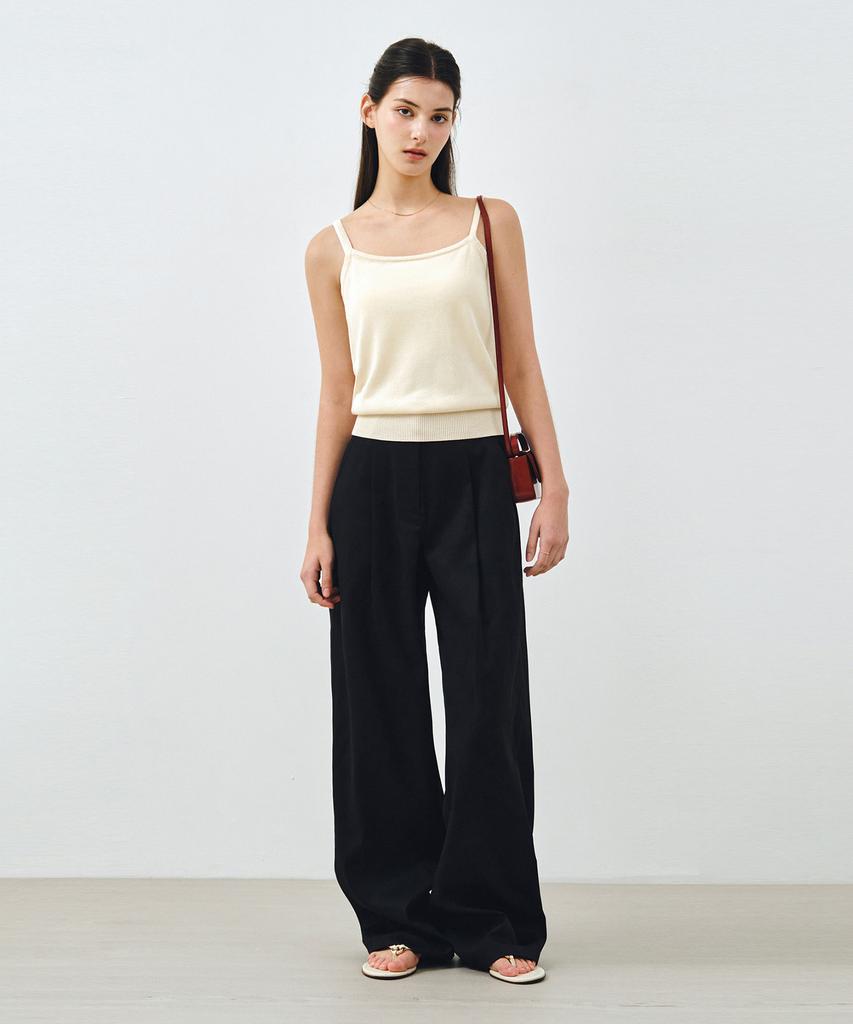 MONGDOL Essential One-Tuck Wide Pants Black Mdpt049Black