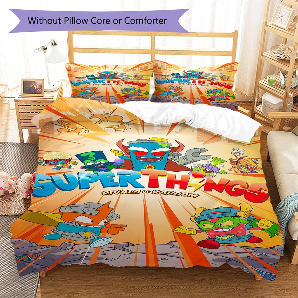Superthings Bedding Quilt Set Quilt Cover Pillowcase Home Decoration Birthday Gift (1 * duvet cover + 2 * pillowcase, without core)