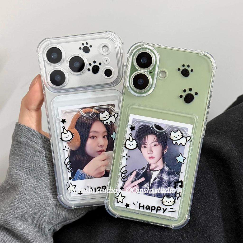 Kitten Card Holder for Apple iPhone 17 Pro Max, 16, 15, 14, 13, 12, 11 - Soft Case Attachment