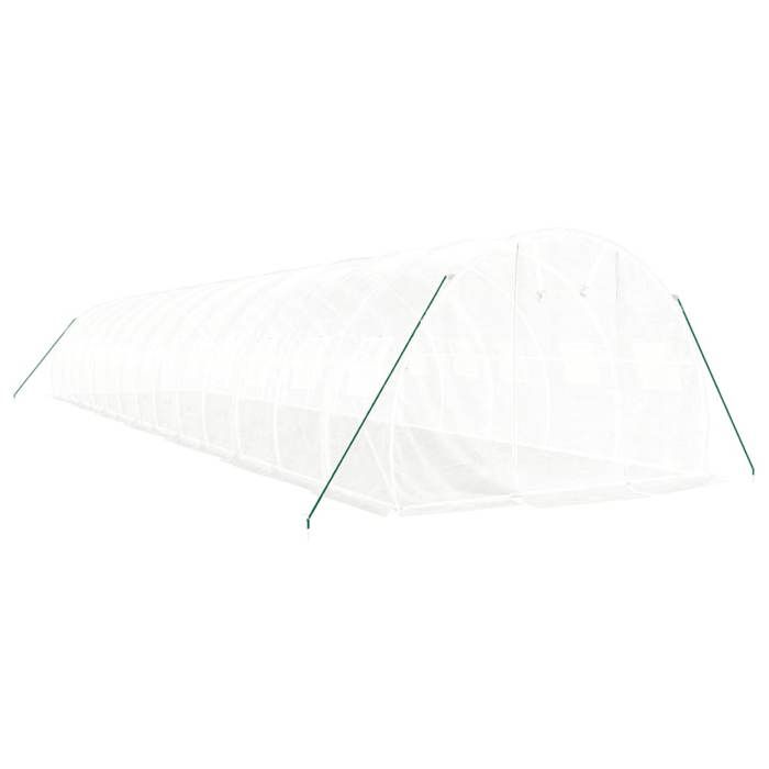 VidaXL Greenhouse with White Steel Frame 42 M² 14x3x2 M, Polytunnel, Cold Frame, Tomato Greenhouse, Garden Greenhouse, 3188055