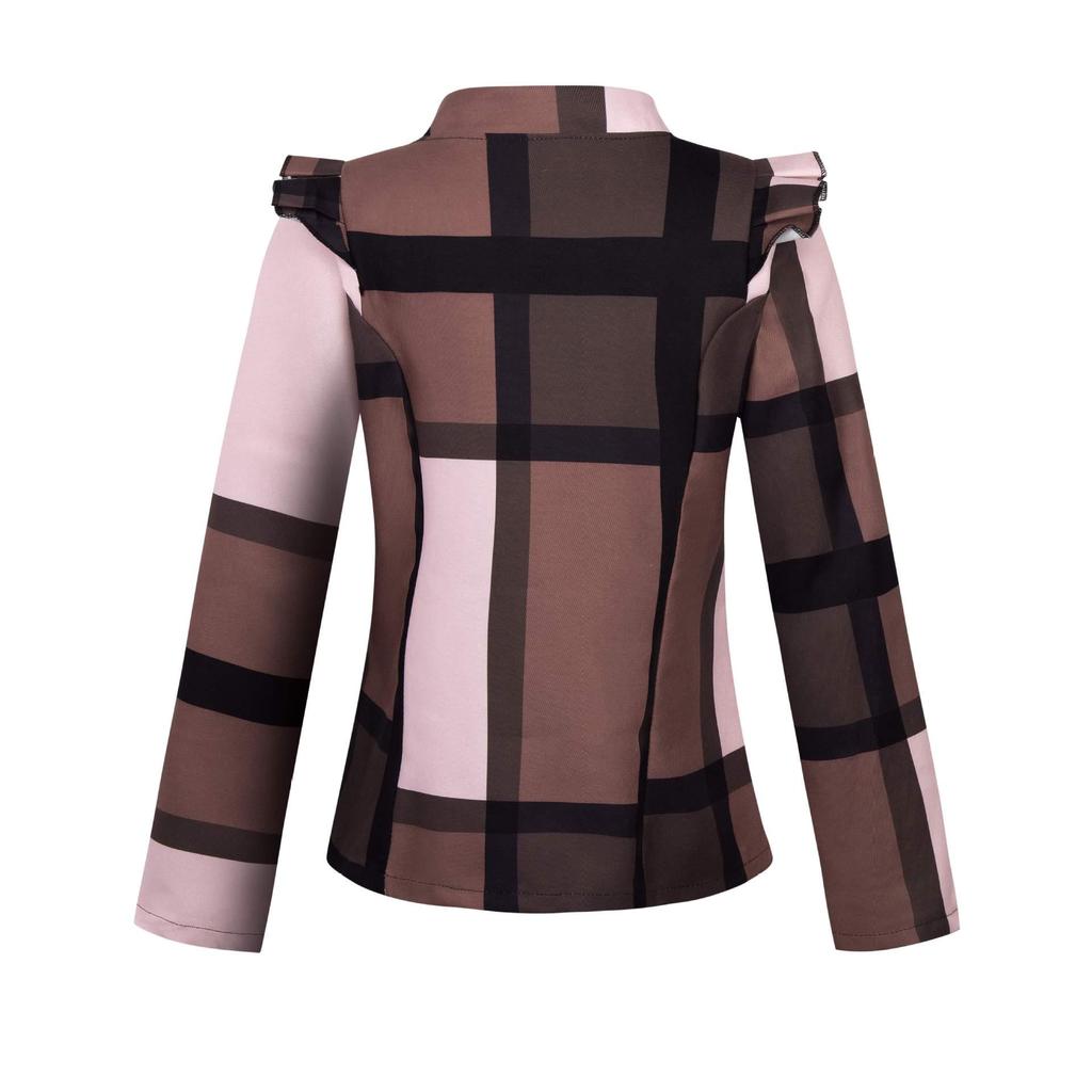 Autumn/Winter 2022 Slim Fit Plaid Print Zipper Jacket