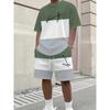 Summer Men's 3D Digital Printing Two-piece Set Street Casual Fashion Breathable Comfortable Sports Loose Large Size Sports Wear