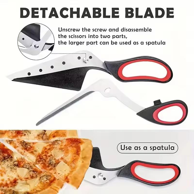 Çok Fonksiyonlu Pizza Makası Paslanmaz Çelik Bıçak Sökülebilir Kesme Aletleri Ergonomik Sap Siyah&Kırmızı Restoran Mutfağı İçin