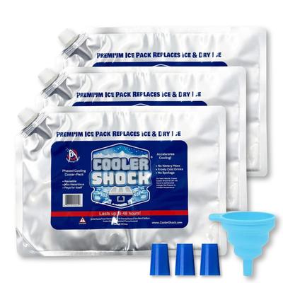 COOLER SHOCK Large Ice Packs of and Strongest Cold Packs for Outdoor Disaster and Heatstroke Prevention (Set 3) - Long-lasting, Powerful, Coolers,