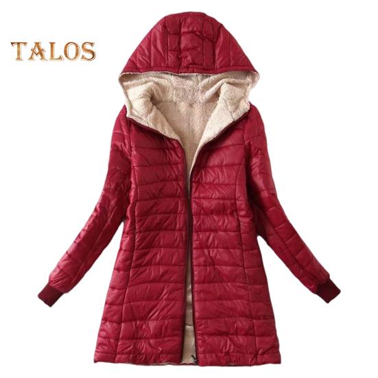 Dámské Zimní kabát S kapucí Silný plyš vycpaný Slim Fit větruodolný na zip Dlouhé rukávy Elastická manžeta Venkovní bunda Denní nošení Tepelné oblečení