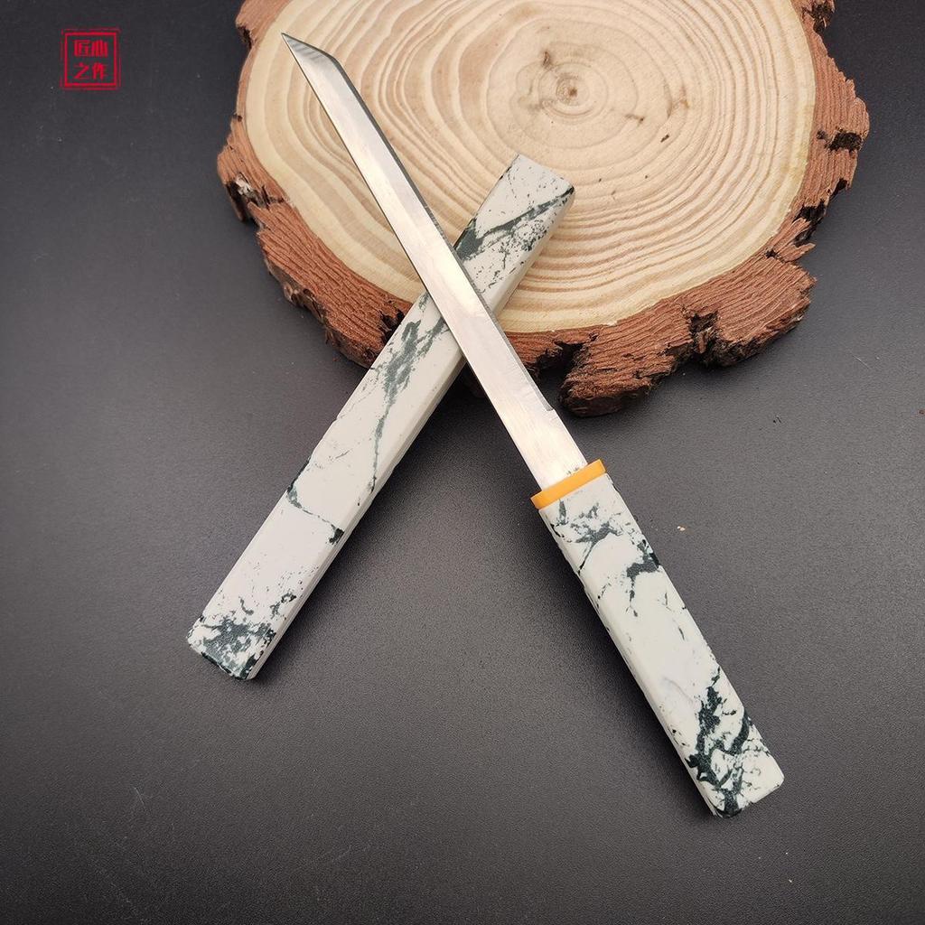 Stainless Steel Multi-purpose Knife Kitchen Peel Barbecue Knife Outdoor Portable Fishing Knife with Cover Texture Appearance