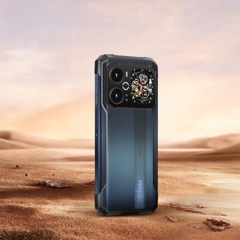 HOTWAV Cyber 18 Smartphone Robuste, Android 16, Écran Secondaire, 20 Go de RAM + 256 Go de ROM, 6200 mAh 20 W, Appareil photo 64 MP, NFC/OTG/Double SIM/IP68 et IP69K 8GB+256GB noir