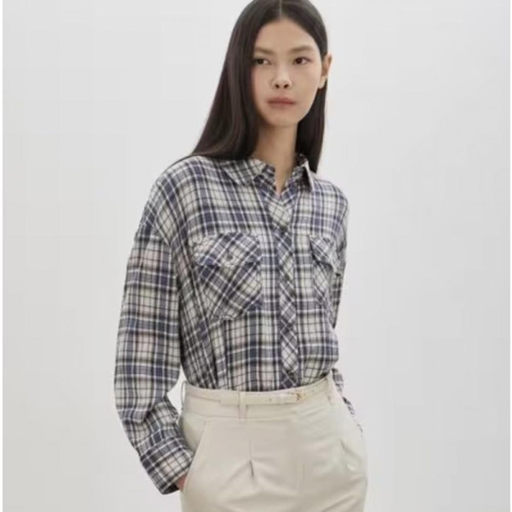 Cc Collect Oversized Check Pattern Shirt C261msc009c dark blue/55