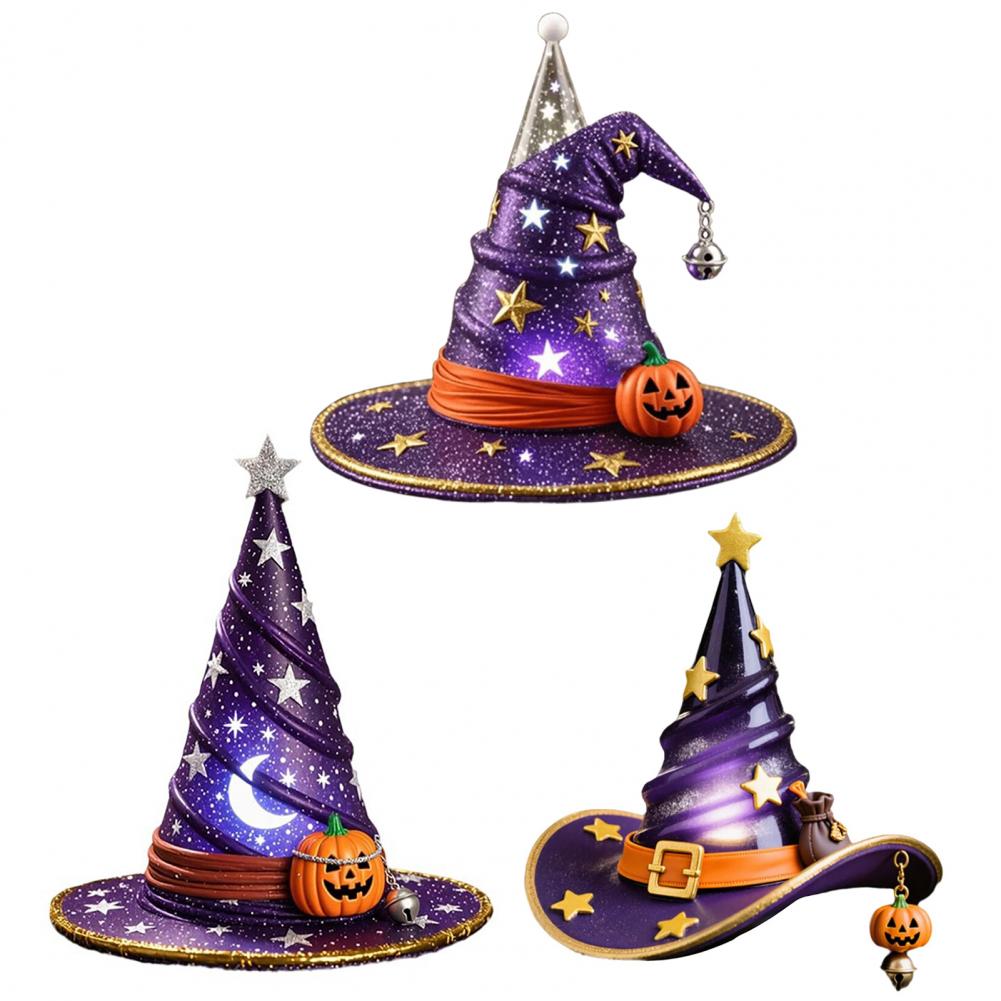 Led Night Lamp Spooky Witch Hat Night Light Set for Halloween Party Decor Led Ornament Trio for Fun Festive Atmosphere Spooky