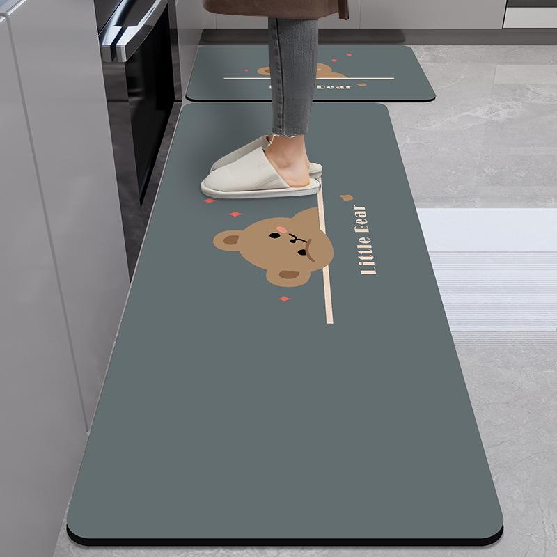 Marble Pattern Kitchen Anti-Oil Diatom Mud Mat: Water-Absorbing, Quick-Drying, Non-Slip, Easy-Care.
