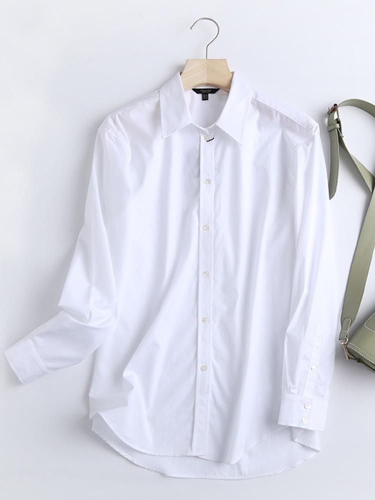 Withered England Style Office Lady Simple Fashion Poplin Solid White Blouse Women Blusas 2025 Shirt Women Tops