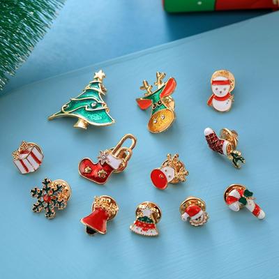 Reindeer Brooches Christmas Tree Snowman Xmas Pins Enamel Badges Christmas Jewelry Christmas Brooch