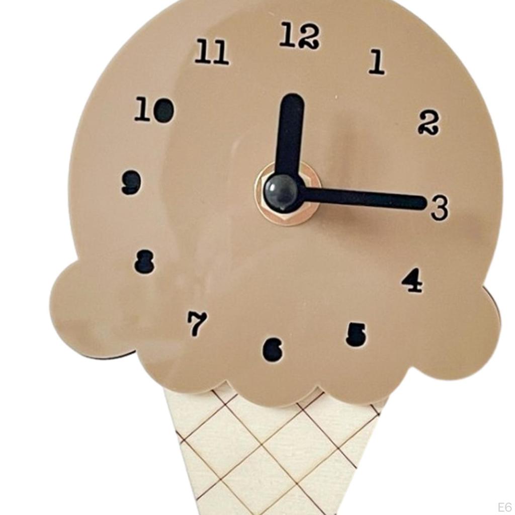 Clock Ice Cream Bedroom Minimalistic Nordic Wooden Simple Silent for Decorating
