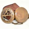 Sundial Compass Width Leather Unique Gift for Men, Handcrafted Brass Pocket Sun Dial, Steampunk Bronze Anniversary Compass Gift