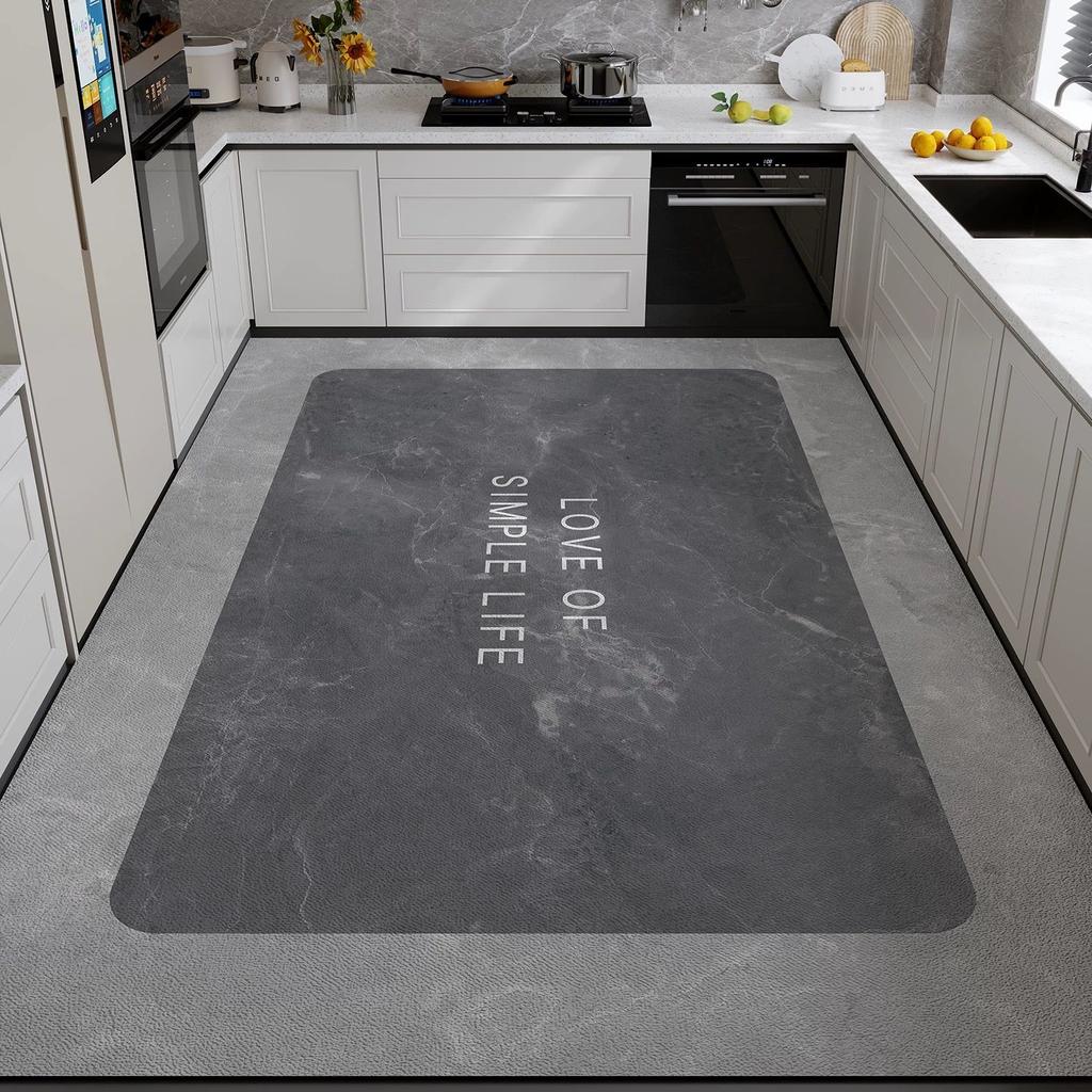 Thickened kitchen mat made of diatomaceous earth material, absorbent, non-slip, and wear-resistant; can be cut to size and used for full coverage