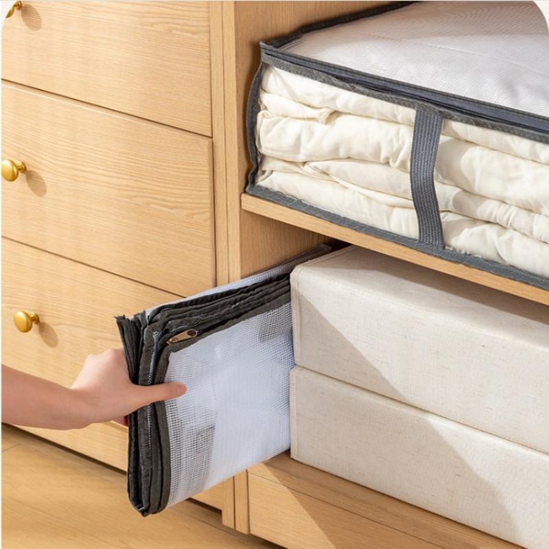 Transparent Under Bed Storage Bags Large Capacity Foldable Organizer With Zipper For Bedding Clothes