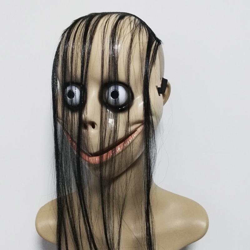 Horror Teufelsmaske mit langen Haaren Gruselige Halloween Vollgesichtsmasken des Terrors Kostüm Halloween Cosplay Party Dekoration Requisite