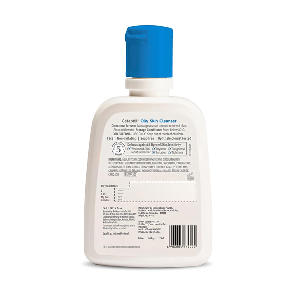 Cetaphil Oily Skin Cleanser Gentle Daily Foaming Face Wash For Oily Acne Prone Skin Deep Cleansing Hydrating Non Drying Effect 125ml