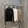 Essentials Unisex Oversized Long Sleeve Tee With Front Back Letter Print Casual Cotton T-Shirt