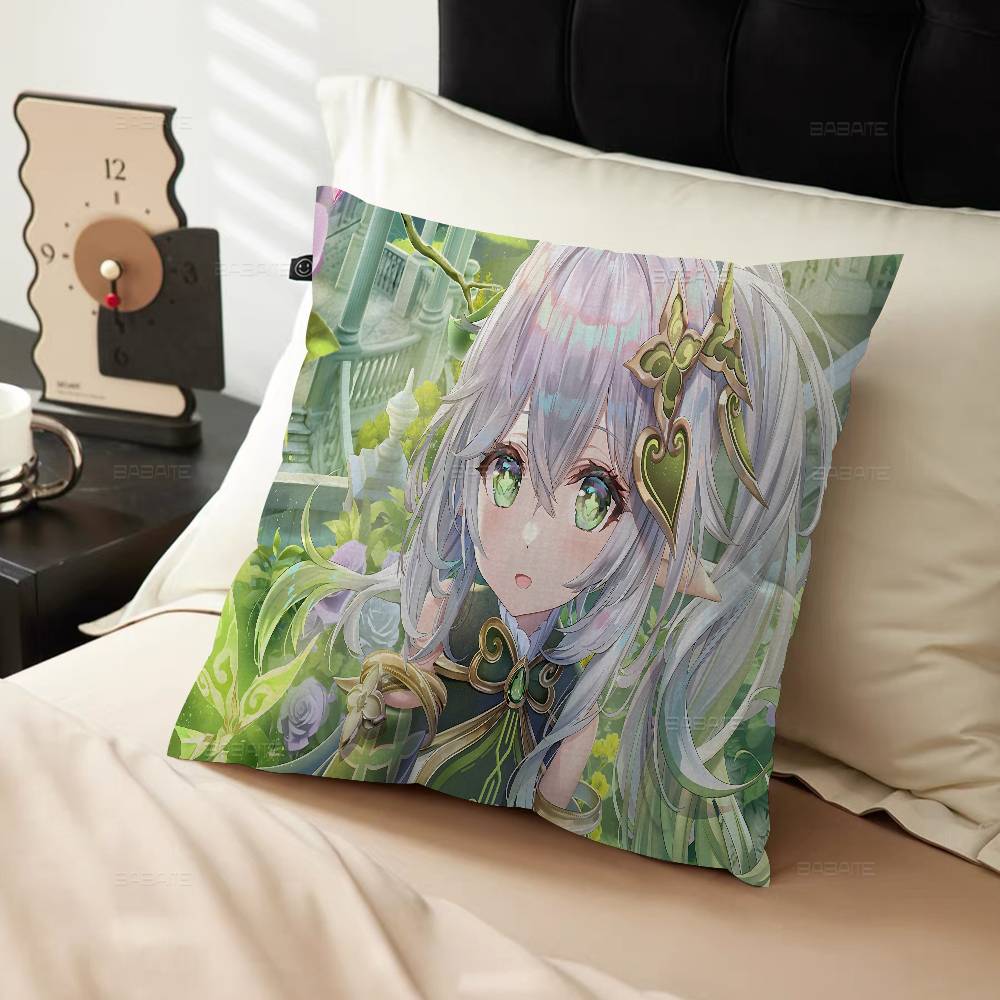 Genshin Impact Kawaii Anime Nahida Cushion Cover Polyester Sofa Cushions Decorative Throw Pillows Home Decoration Pillowcover