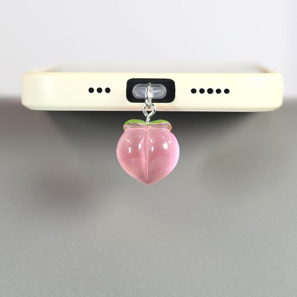 Strawberrie And Honey Peach Beautiful Cute Fruits Mobile Phone Dust Plug Accessories Decorations For IPhone For Samsung Type-C