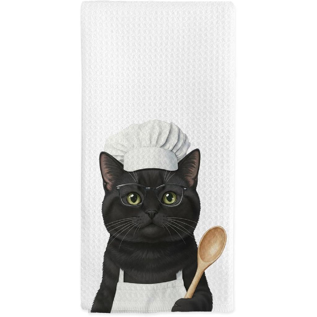 Orange Tabby Cat Kitchen Towels, Orange Tabby Cats Gifts for Women Cat Lovers, Funny Cats Chef Hand Dish Tea Towels for Kitchen Decor, 16x24 Inch