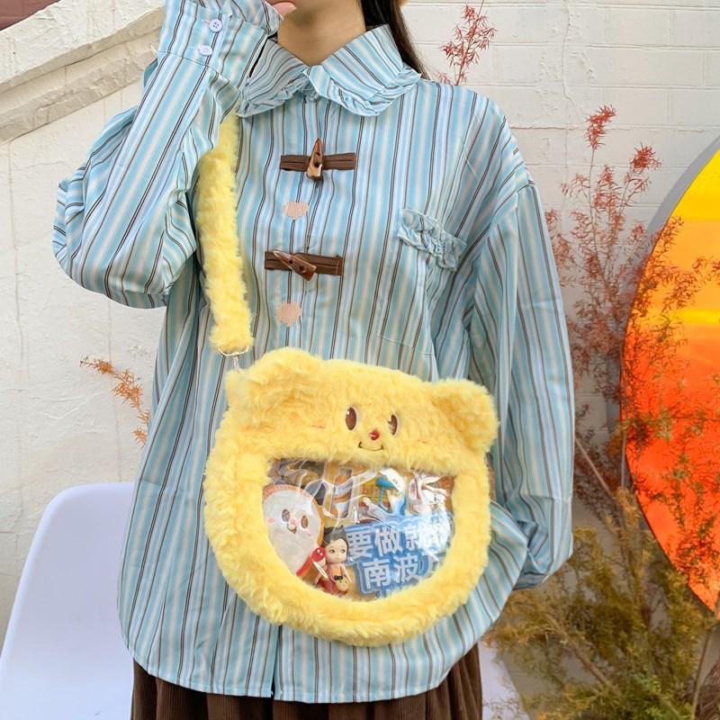 Cute yellow bear plush messenger bag large capacity commuter small bag casual portable girls shoulder bag