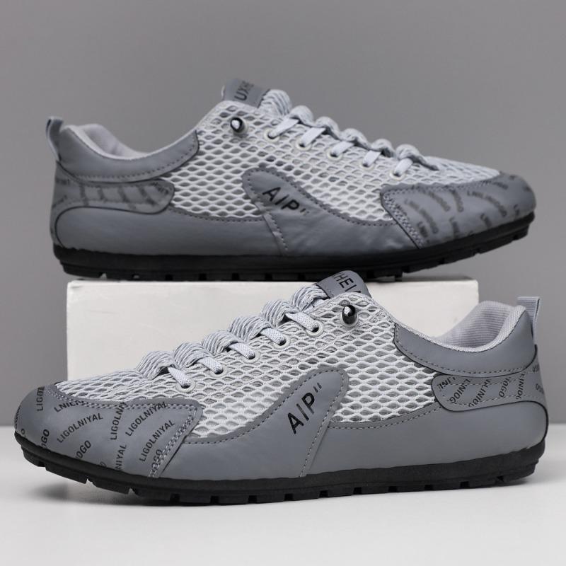 Men's Shoes Autumn Breathable Mesh Casual Sports Shoes Men's Soft Soles Versatile and Lightweight One-pedal Lazy Shoes Driving Shoes
