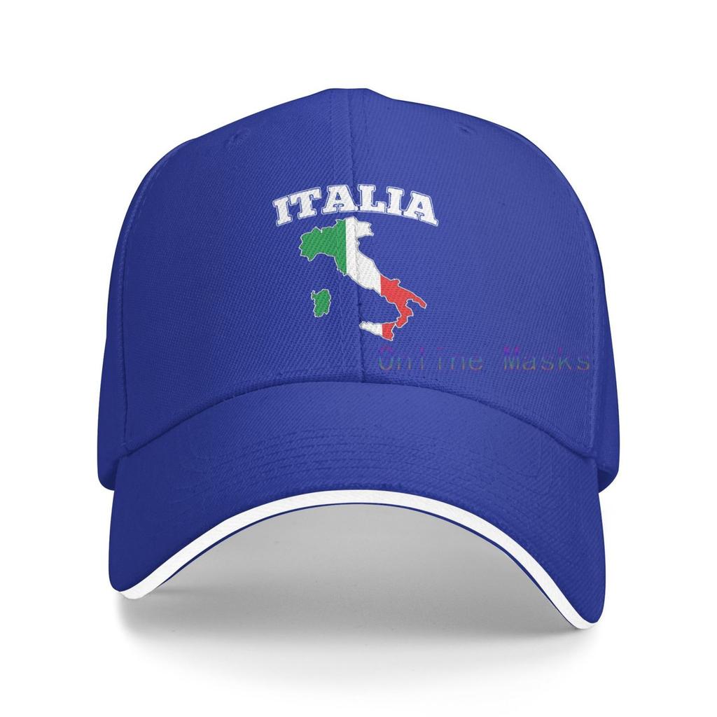 Italien Karte Flagge Vintage Baseball Caps Sandwich Cap Baumwolle Sommer Outdoor Sonnenhut Unisex Damen Unisex Erwachsene Washed Denim Verstellbar