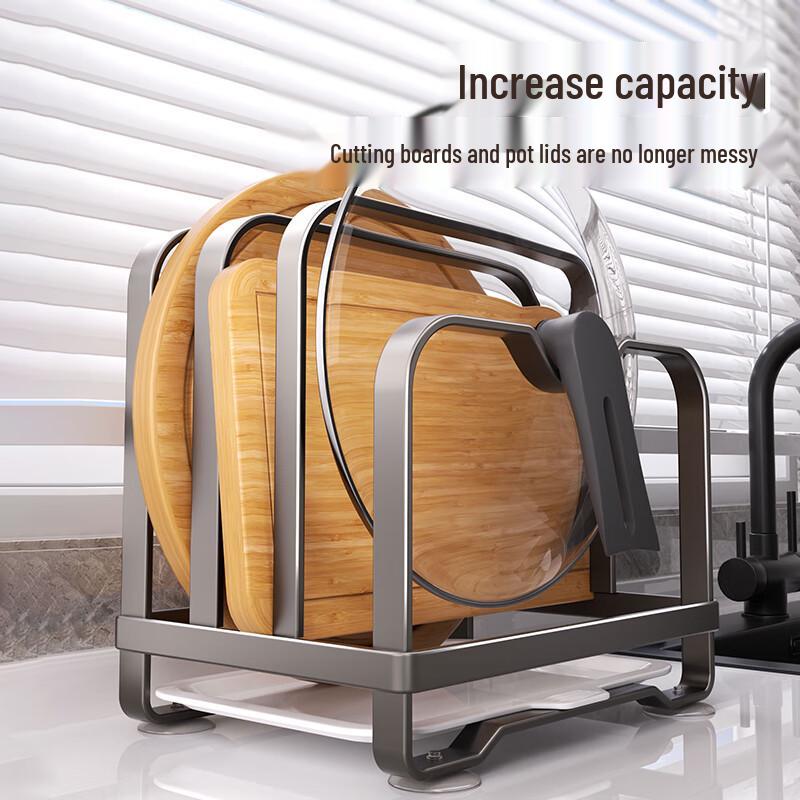 Jia Du Carbon Steel Countertop Kitchen Organizer for Cutting Boards, Pot Lids, and Knives