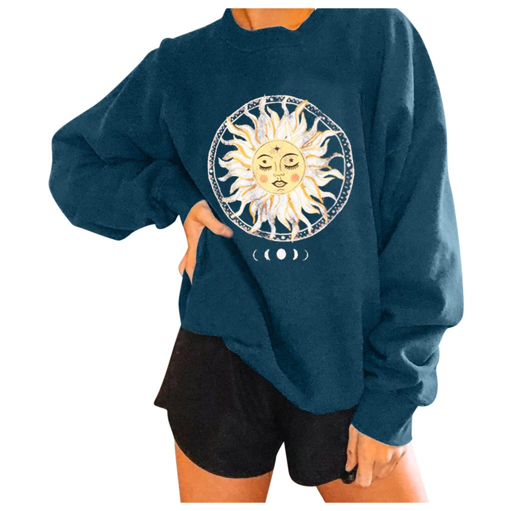 Women Casual Printing Long Sleeve Sweatshirt Pullover Tops Blouse