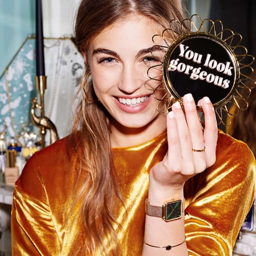 Hannah Martin Women's Watch, Stylish, Classic, Simple, Business Quartz Movement (Gold Green)