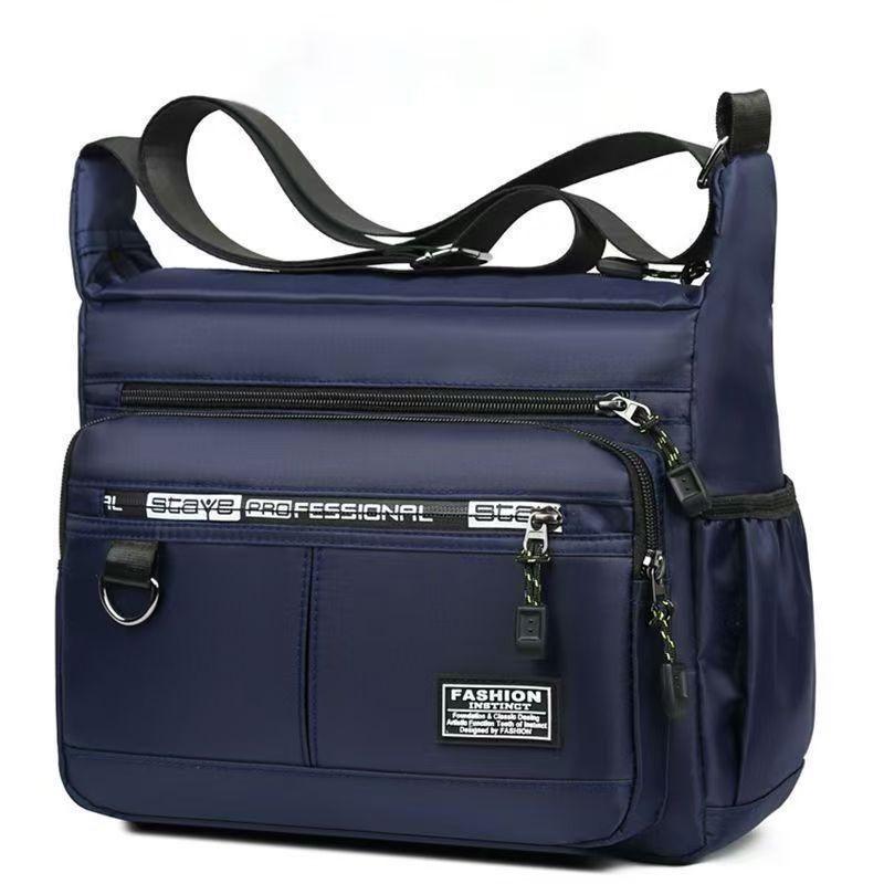 Men's cross-body bag with multi-layered pockets, adjustable shoulder strap, business single-shoulder bag