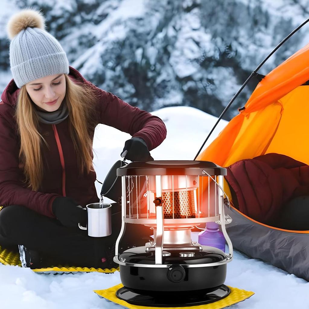 Przenośny grzejnik naftowy 2600W 9000BTU 4.6L Wysokość   Zewnętrzny Wewnętrzny Grzejnik Przestrzenny na Naftę do Kempingu Namiotu Wędkarstwa Podlodowego Sytuacji Awaryjnych