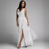 Cross-border 2023 V-Neck Waist-Cinching Sparkling Evening Gown with Slit