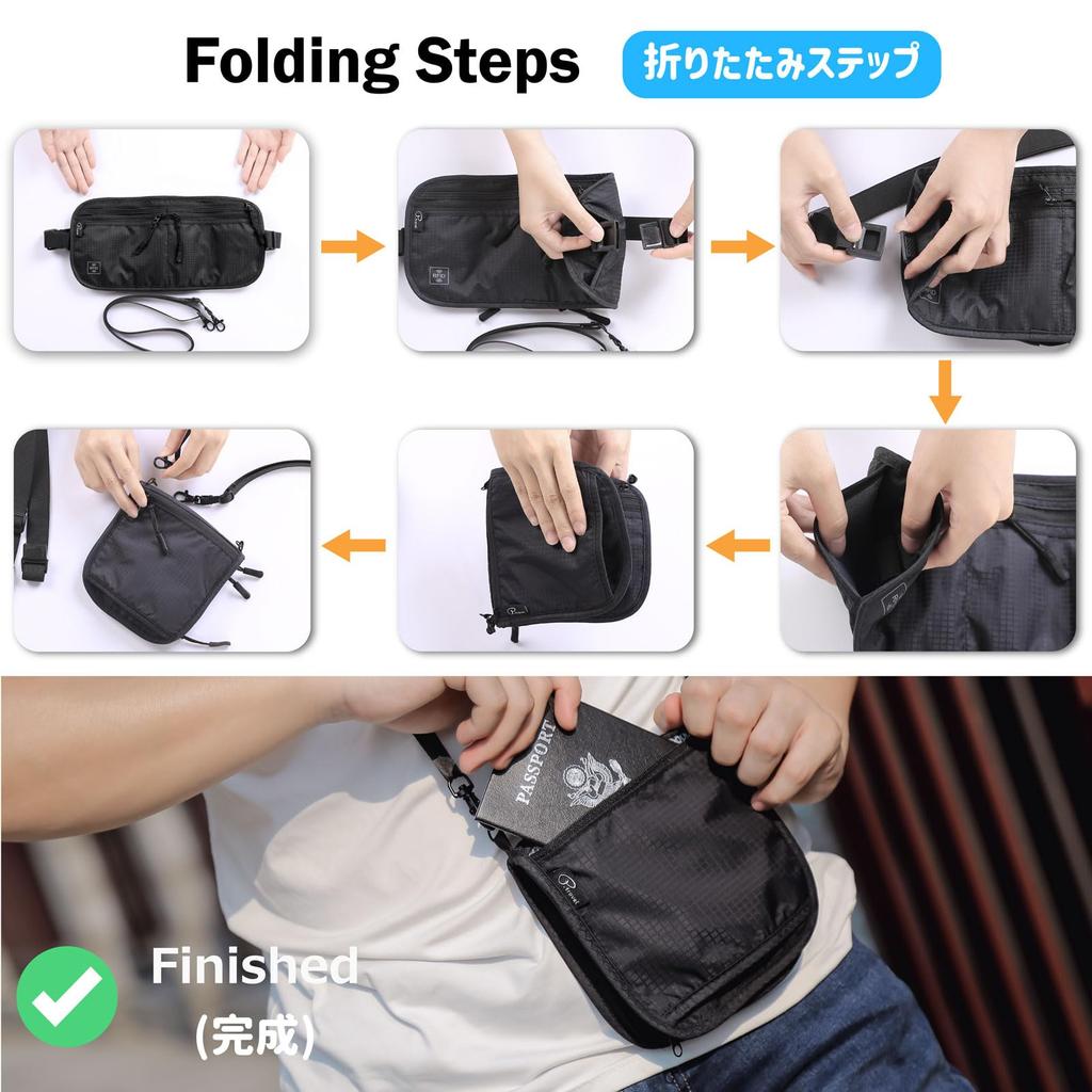 Azarxis Waist Passport Hanging Security Passport Hidden Large Perfect for Overseas Men and Women Pouch, Case, Neck, Anti-Skimming, Slim,