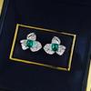 Small Fresh Triangle Plum Design Sugar Tower Synthetic Emerald Earrings
