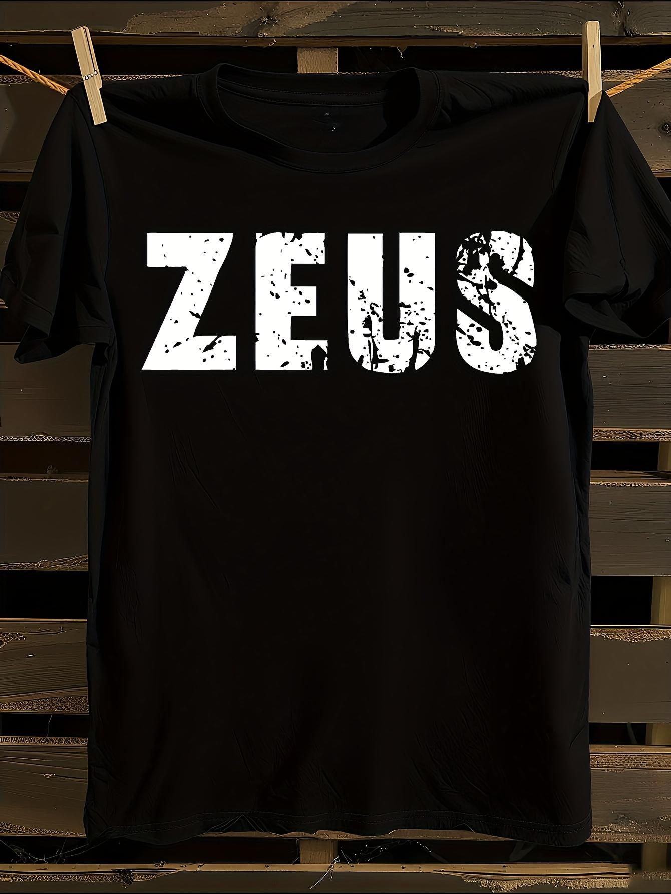 Zeus Plus Size Greek God Zeus Print T-Shirt Mens Tshirt Womens Tshirts with Letters Print Short Sleeves T-Shirt Casual Street Tee Shirt Top L