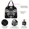 1 stuks Gotische Thermische Geïsoleerde Tas - Zwart & Wit Schedel Mot patroon, Thermische Isolatie voor Warm/Koud Items (Niet voor Contact met Voedsel), Por