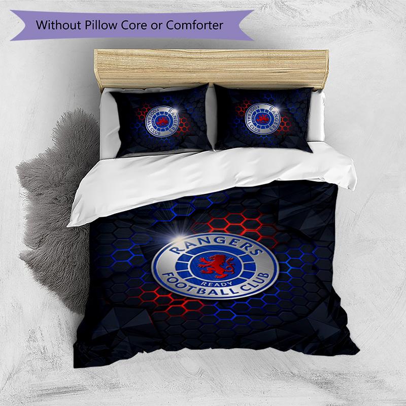 Set Biancheria da Letto Rangers FC Stampato 3 Pezzi Copripiumino Traspirante con Federe Biancheria da Letto Decorativa per Camera da Letto Casa