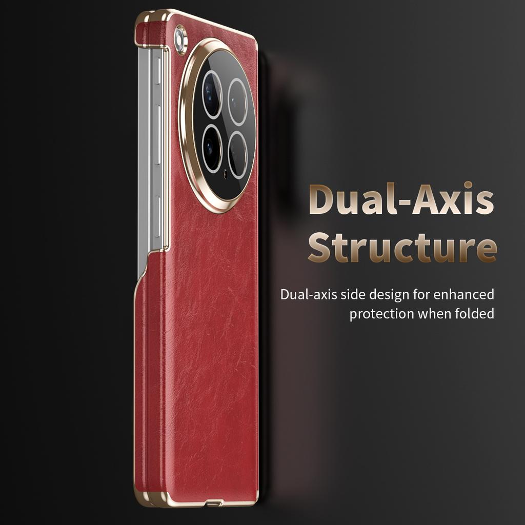 Premium Oil Wax Texture Leather Case for Oppo Find N6 Dual-Axis Hinge All-Inclusive Lens Protection Invisible Ring Stand Cover
