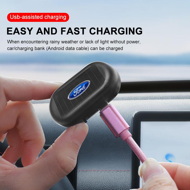 Car Light Solar Powered Simulated Dummy Alarm Wireless Warning Anti-Theft For Ford Focus Mondeo Kuga Fiesta MK7 Escort Explorer Edge 2 4 MK2 MK4