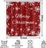 Snowflakes Shower Curtain For Bathroom Merry Christmas Decor Shower Curtain Set With Hooks Red White Snow Flowers Mas Waterproof
