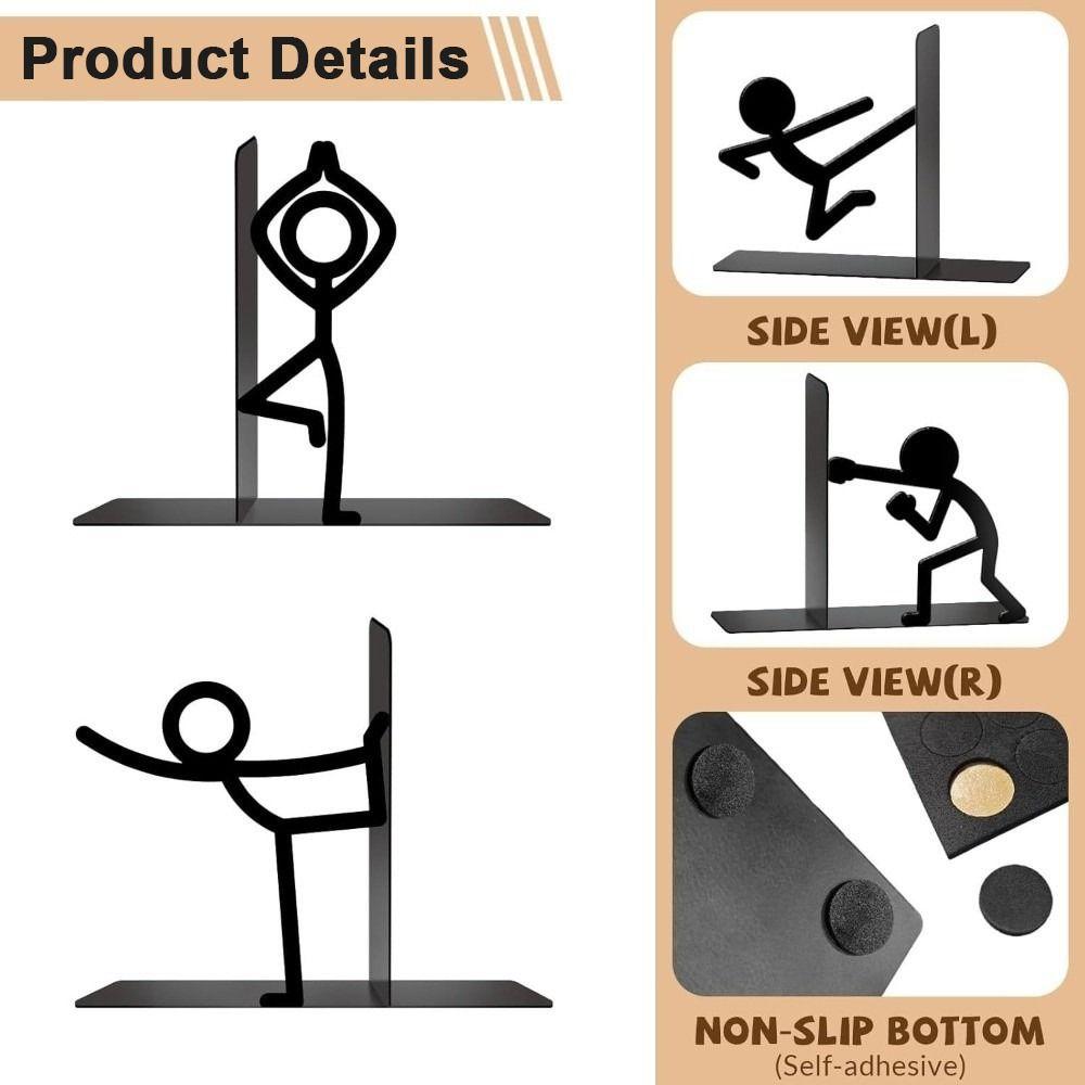 1Pair Stick Figure Book Holder Human Shape Book Stopper  School Office Supplies
