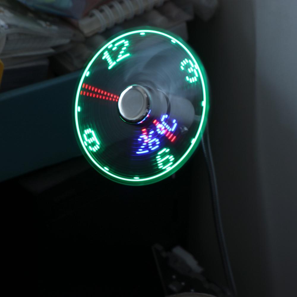 Time Temperature Display LED Clock  Fan Flexible Gooseneck Clock Cool  Fan Hand   PC Notebook